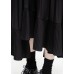 Unique asymmetric cotton patchwork tunic dress Sewing black Cinched Art Dress