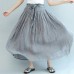 gray casual summer linen skirts plus size  a line skirts elastic waist maxi skirts