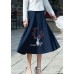 Women navy Cotton embroidery clothes Indian Sewing A line skirts oversized Summer skirt