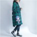 green grid cartoon prints cotton coats oversize hooded warm long sleeve long outwear