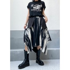 A-line skirt autumn and winter women's large high waist irregular black tie dye skirt