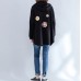 black autumn hooded cotton coats plus size casual zippered casaul cardigans outwear